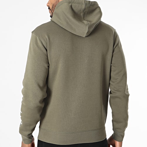 Sweat Capuche Chest Roses Vert Kaki Blanc
