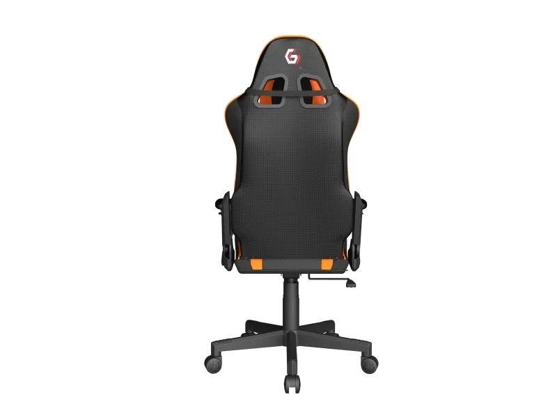 Gembird SCORPION - Stol - ergonomisk - armstøtter - T-formet - vippe - drejeled - nylon, PVC, svamp, mesh - sort trådnet, orange hud