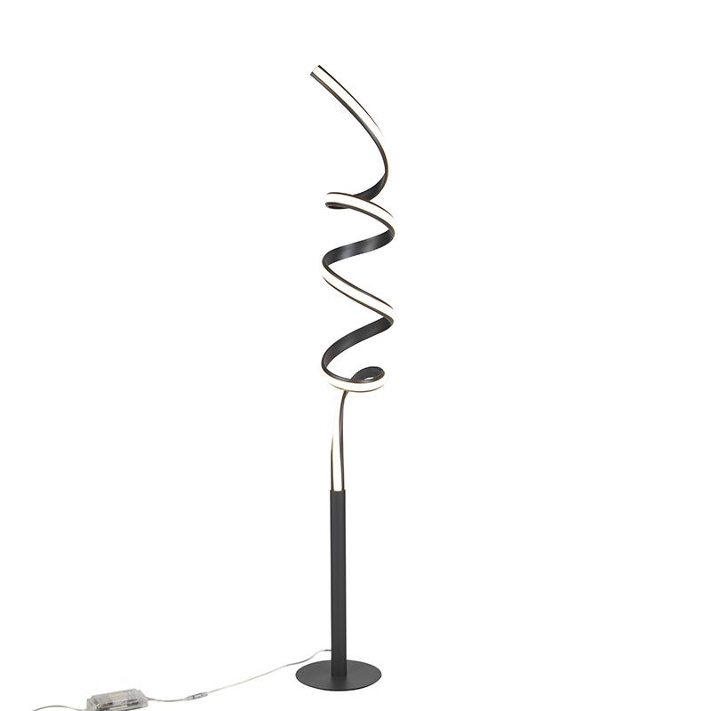 Design vloerlamp zwart incl. LED en dimmer - Twisted