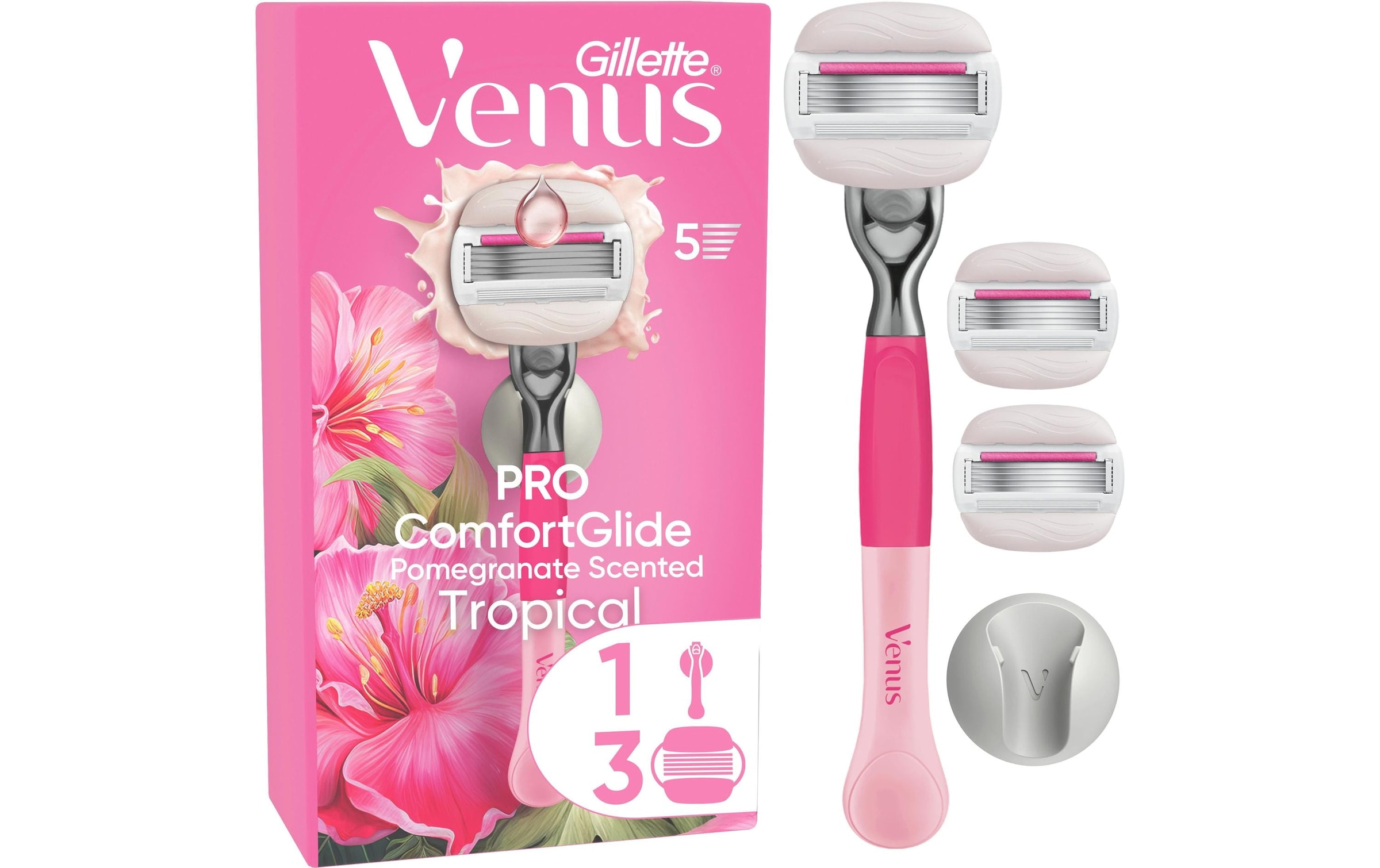 Gillette Venus Körperrasierer »Venus Pro ComfortGlide Tropical 3er + Handstück«