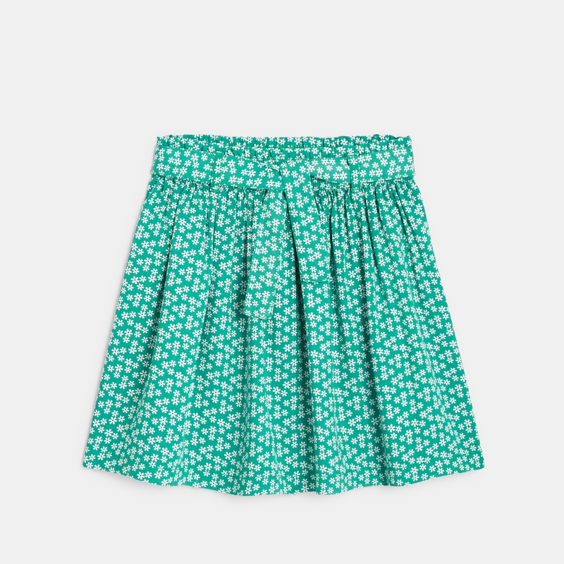 Jupe courte imprimée verte fille