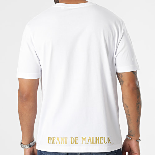 Tee Shirt Oversize Logo Blanc Doré