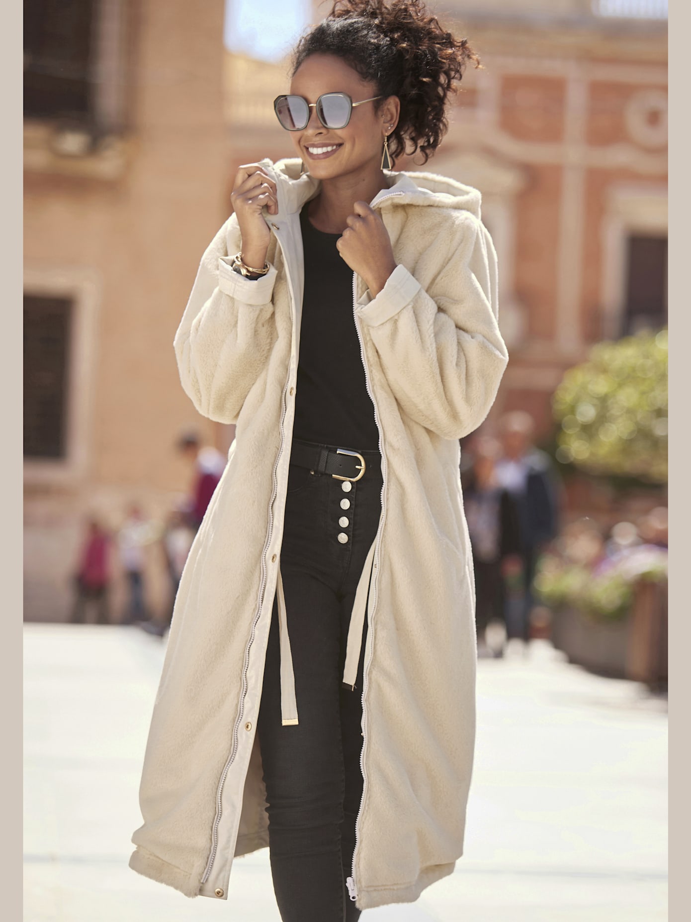 Manteau de mi-saison en imitation fourrure
