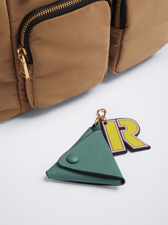 Sacola de compras em nylon com pingente - Camelo