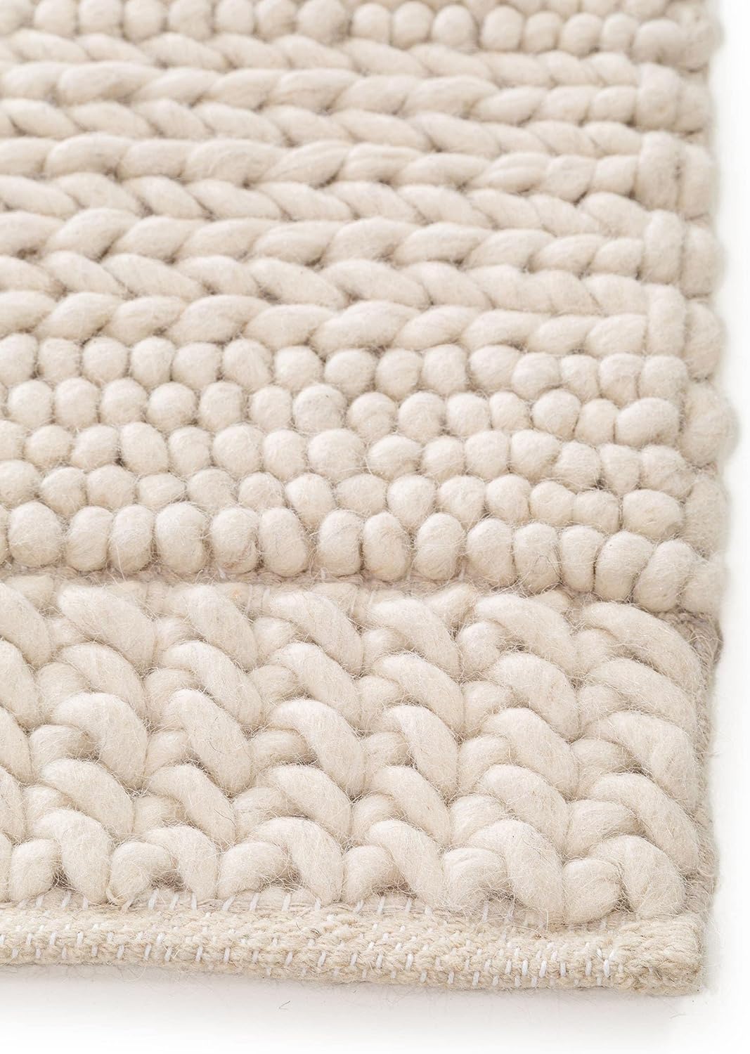 benuta Pure Wollteppich Alva - 100% Wolle handgewebt - Rechteckig & im Style: Berber, Traditionell, Natural Living - Pflegeleicht für Wohnzimmer Schlafzimmer | Cream | 160x230 cm