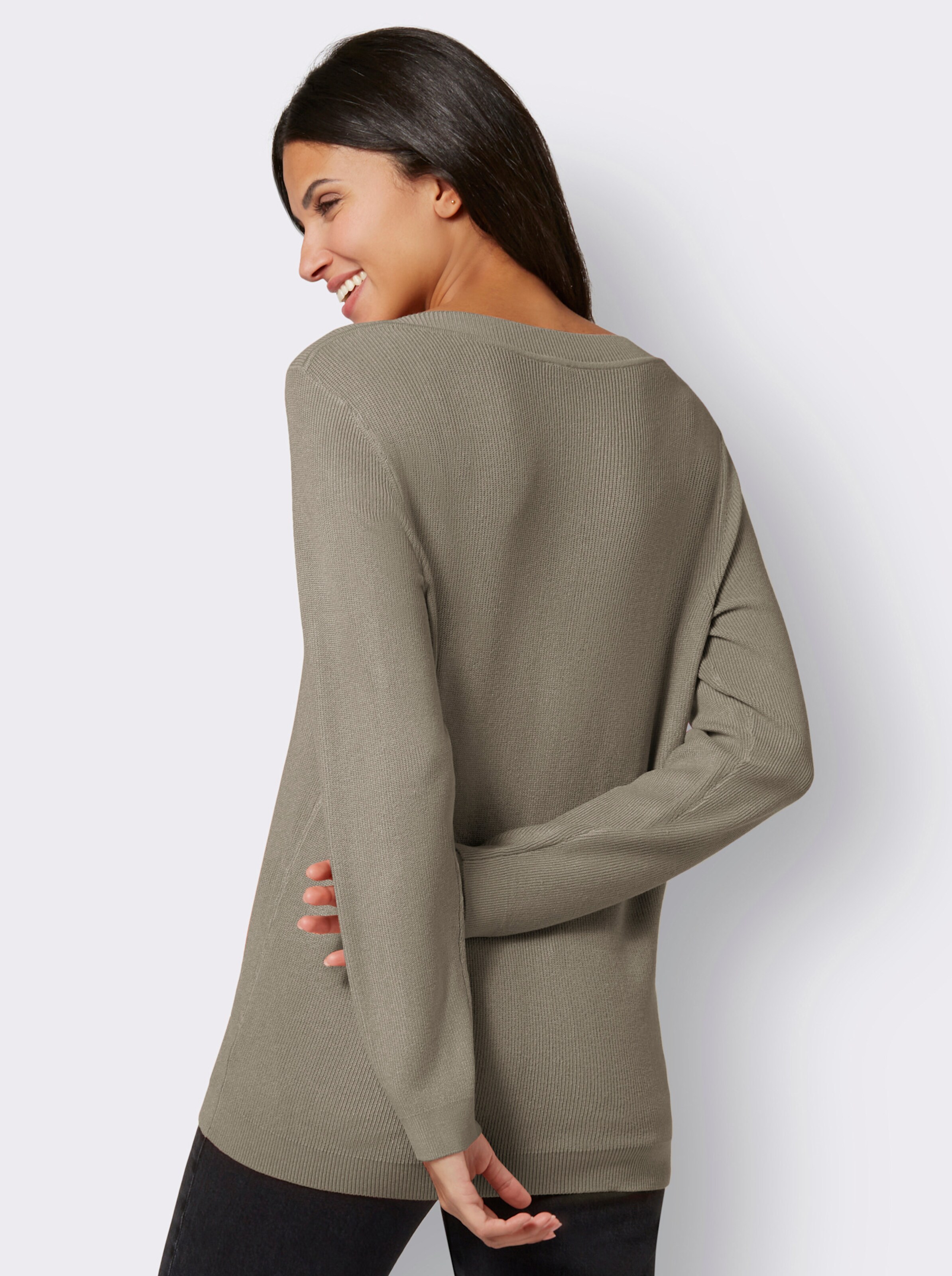 Langarm-Pullover im weichen Materialmix
