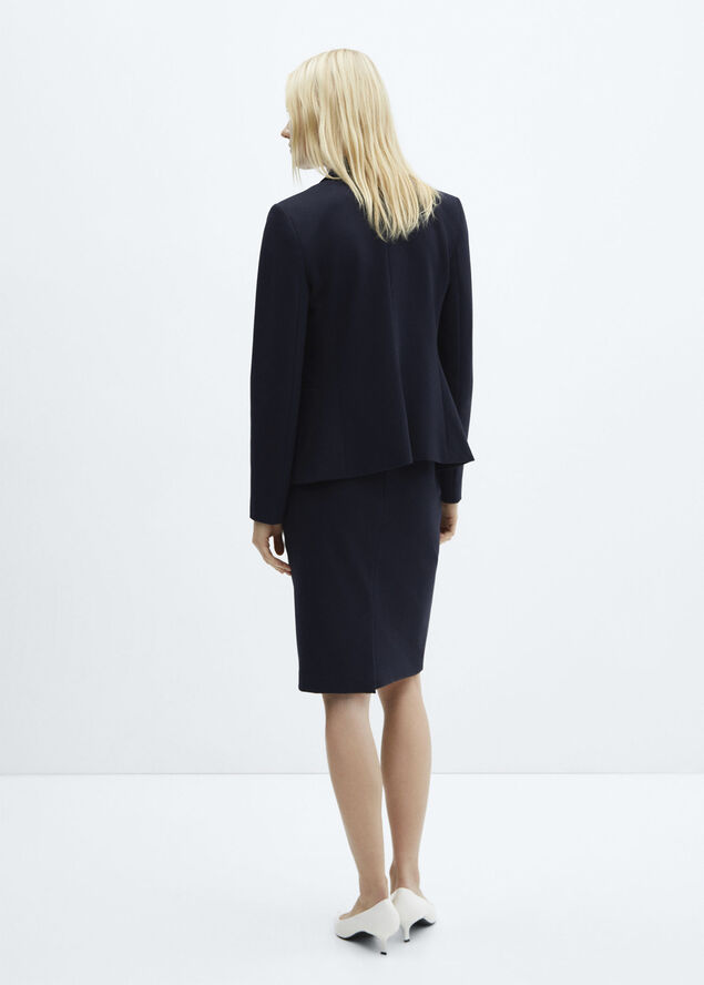 MANGO Pencil skirt with Rome-knit opening Navy
