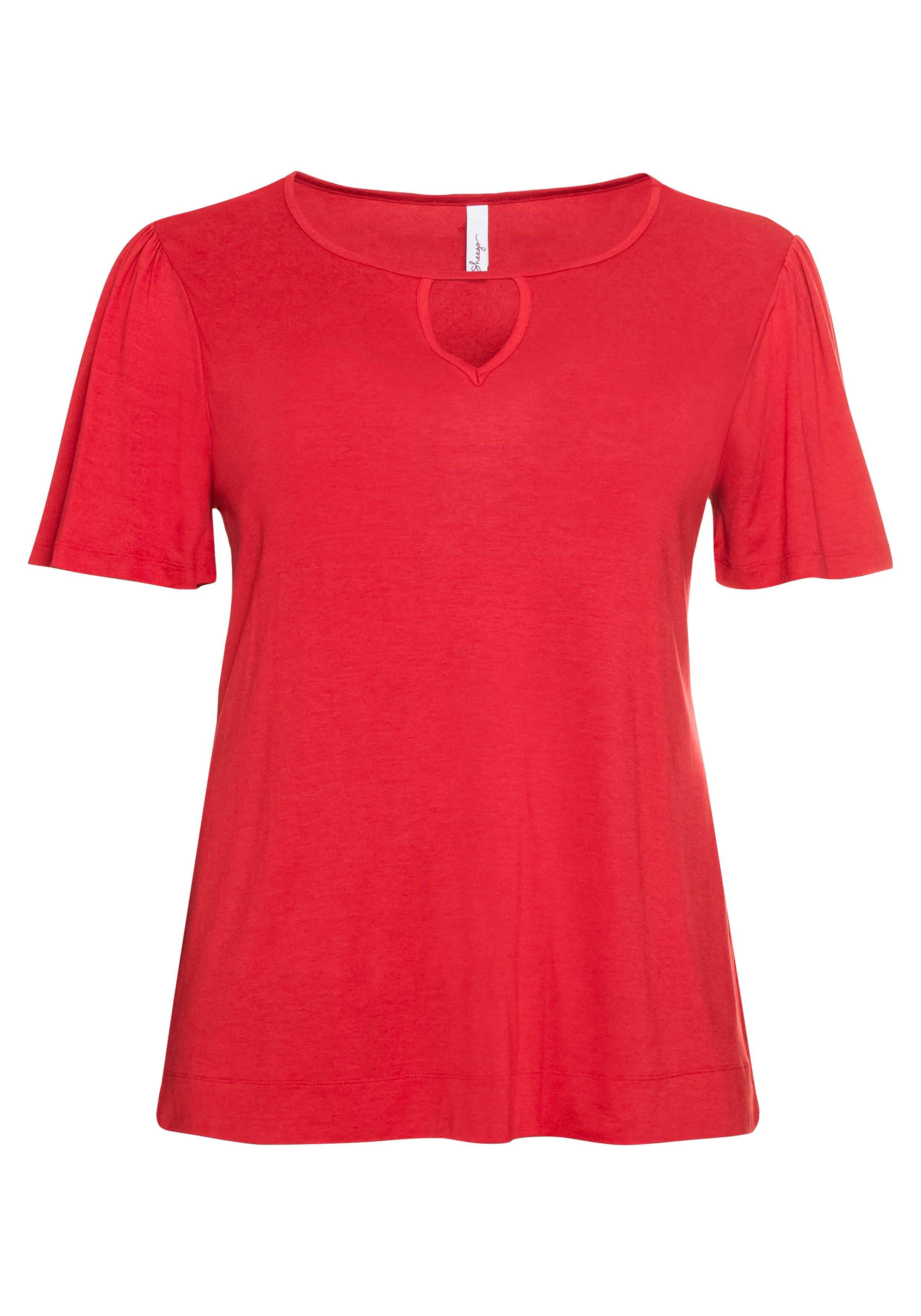 Shirt mit Cut-out am Ausschnitt und Flügelärmeln