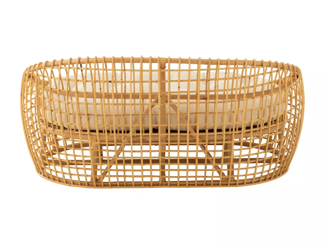 Sofa Lizo 2 places avec coussins - Finition naturelle et blanche