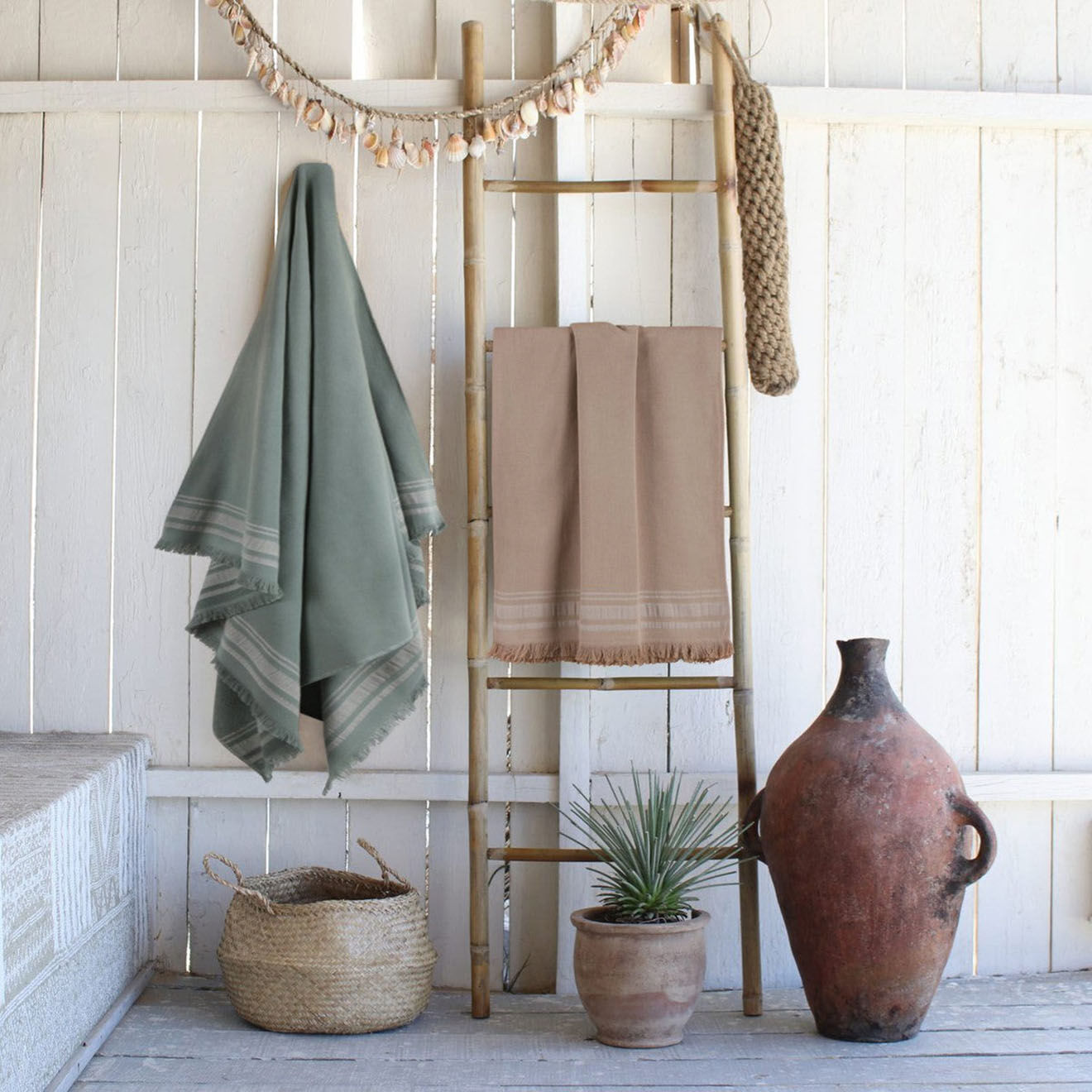 Febronie Fouta éponge Faro vert  - 100x180 cm