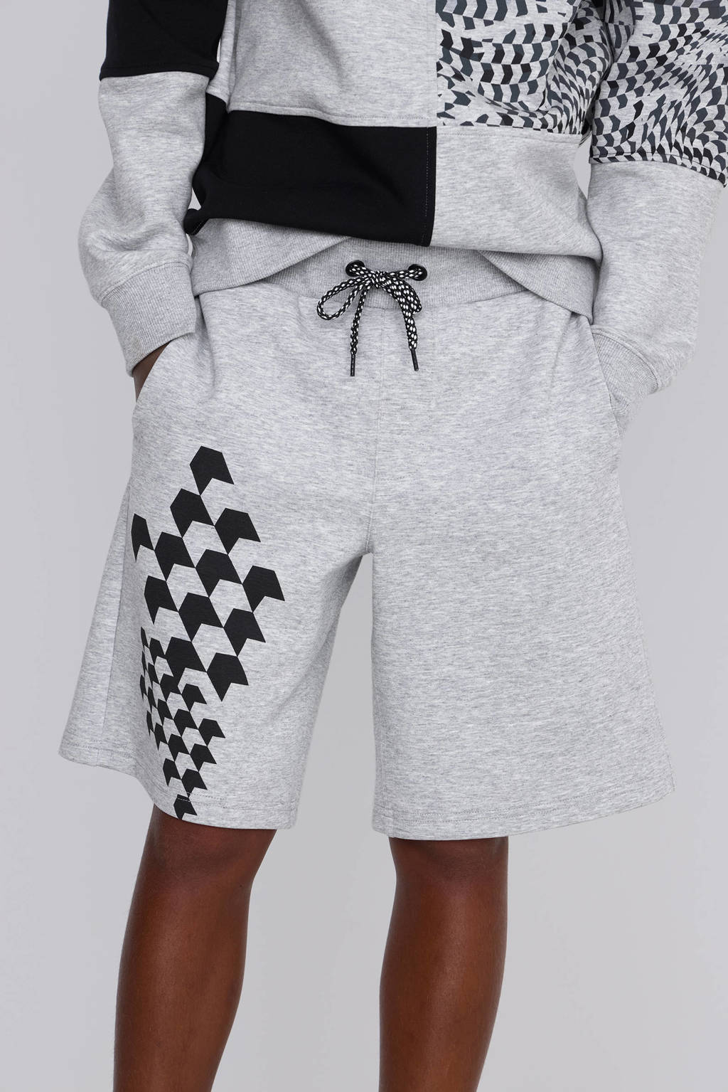 Coolcat Joggingshort Stephan met Print Grijs