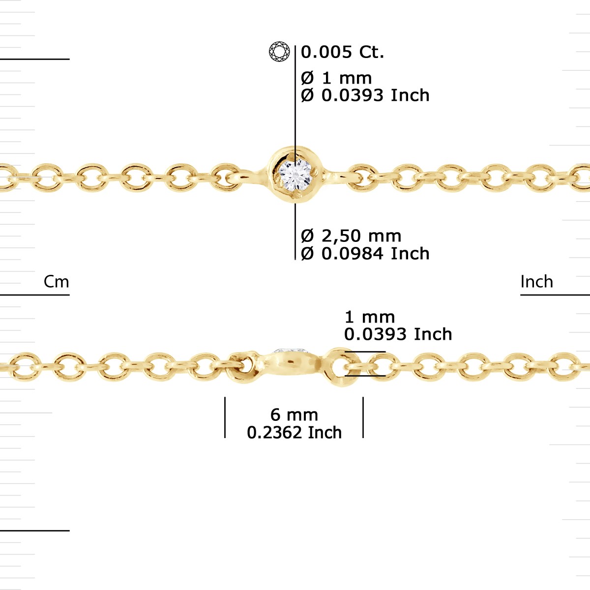 Bracelet Or Jaune alterné Diamants 0,05 Cts