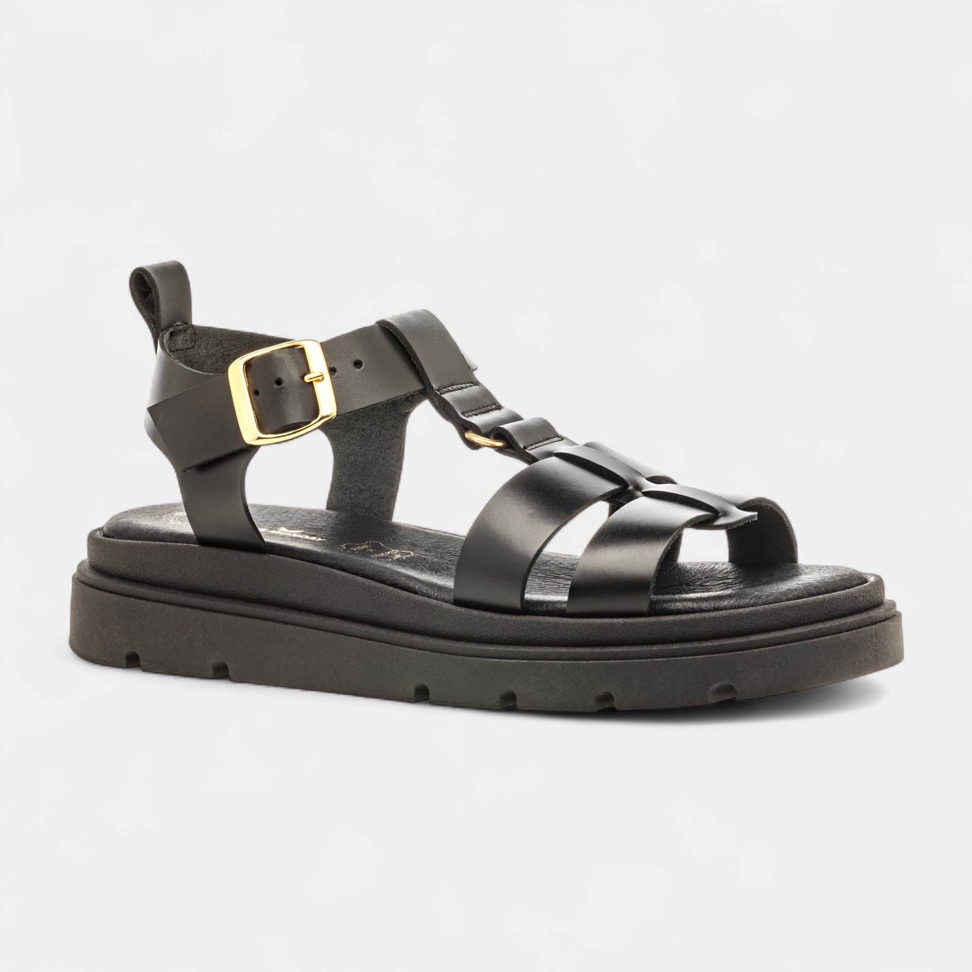 Sandales Femme en cuir noir