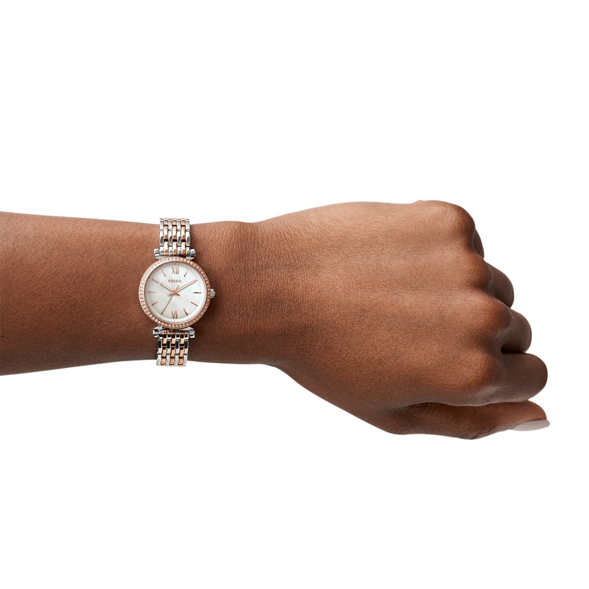 Montre Fossil Carlie Mini acier blanc et rose
