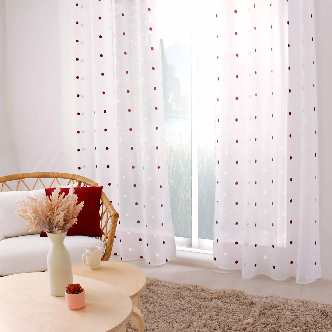 Voilage œillets (140 x 240 cm) Pointia Bordeaux