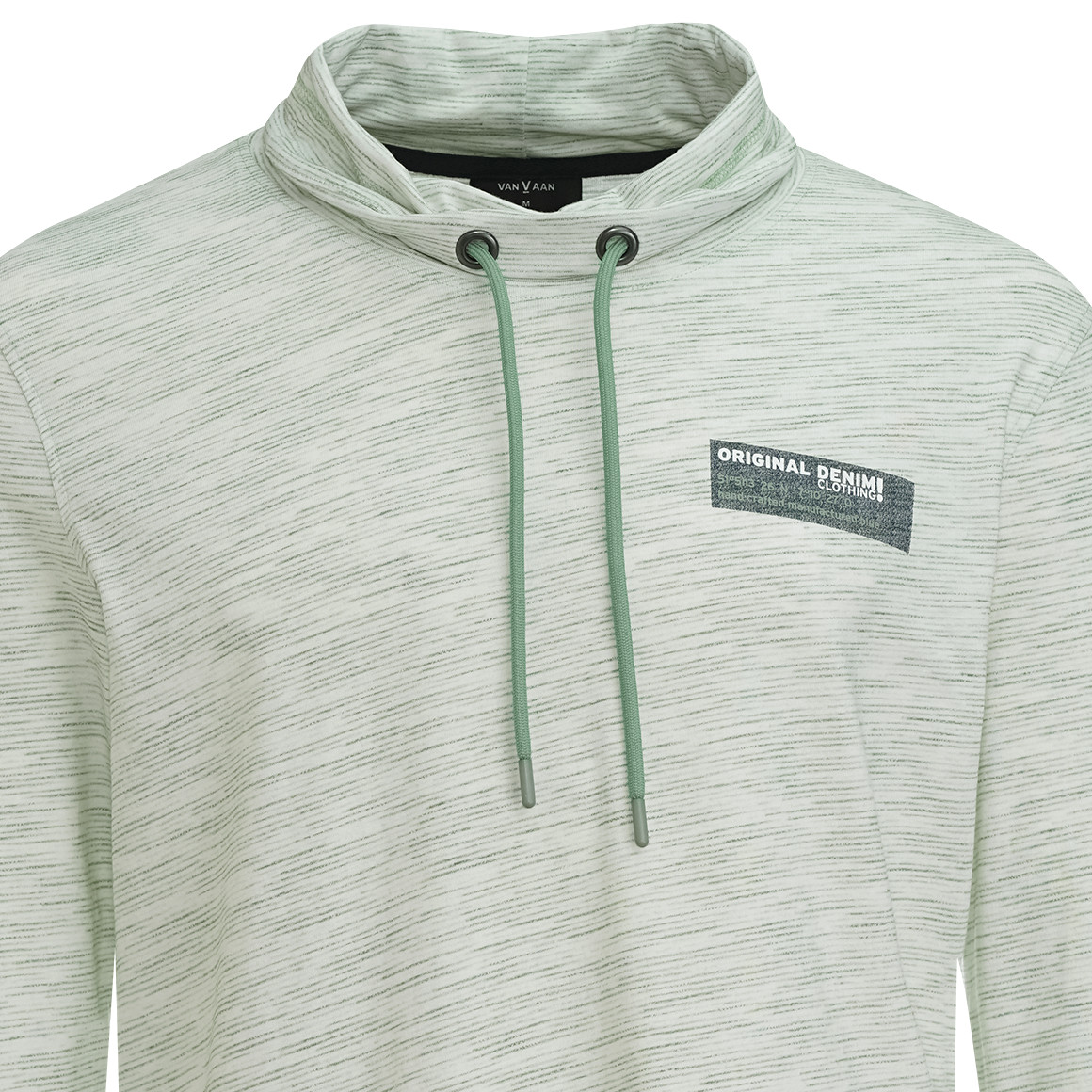 VanVaan Denim Herren Langarmshirt mit Schalkragen grün / creme