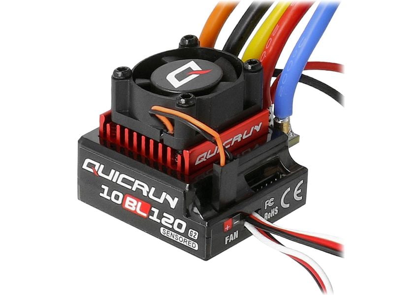 Hobbywing Brushless Regler QuicRun 10BL120 G2 120A, Sensore Brushless Sensored ESC für RC-Fahrzeuge im Massstab 1:10