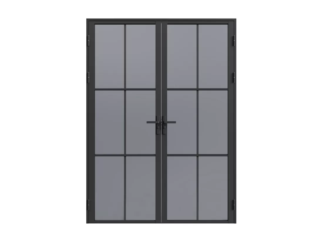 Bloc porte réversible à deux battants en aluminium et verre trempé fumé - 2 x H204 x L93 cm - Noir - SEROTO