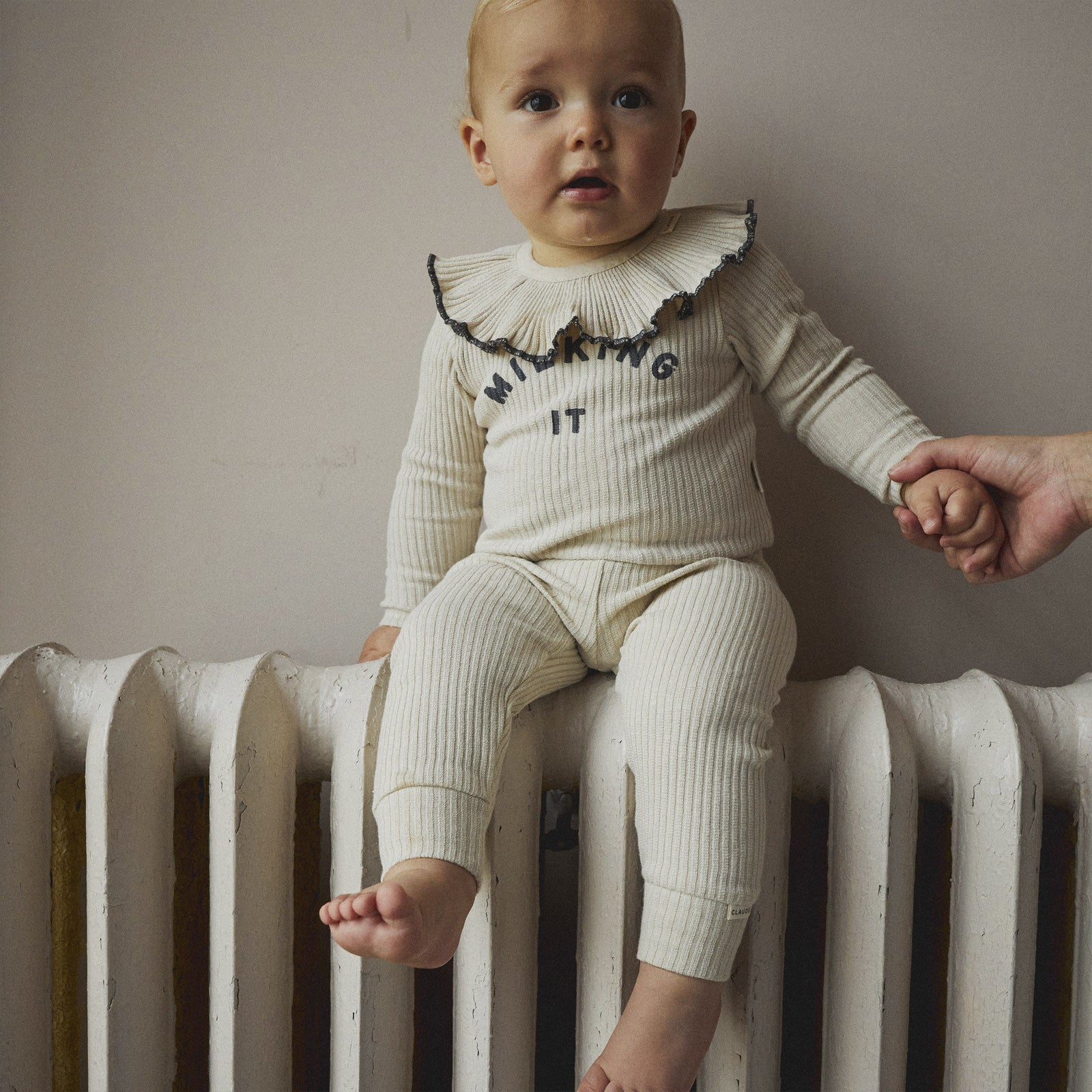 Baby Leggings Rib Cuff Oat