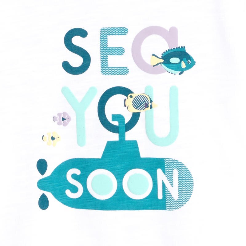 T-shirt à message blanc bébé garçon Turquoise