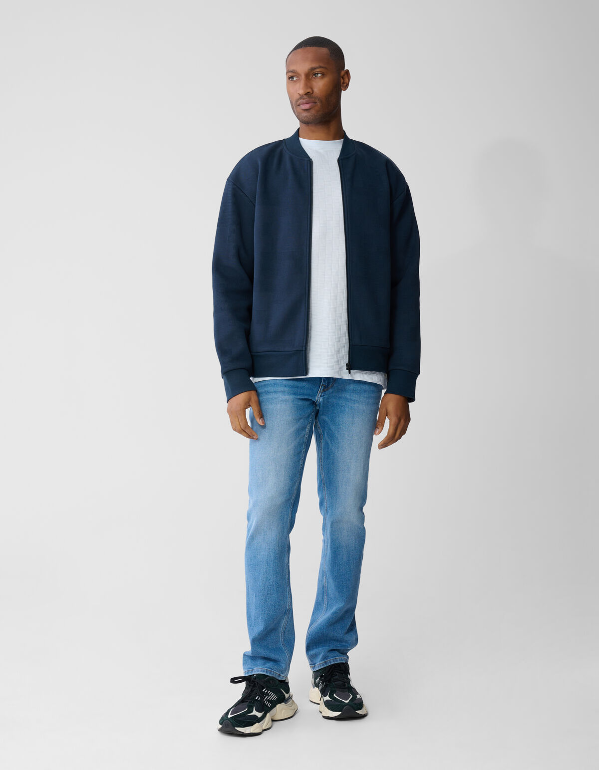 Jacquard Bomber Jack Donkerblauw