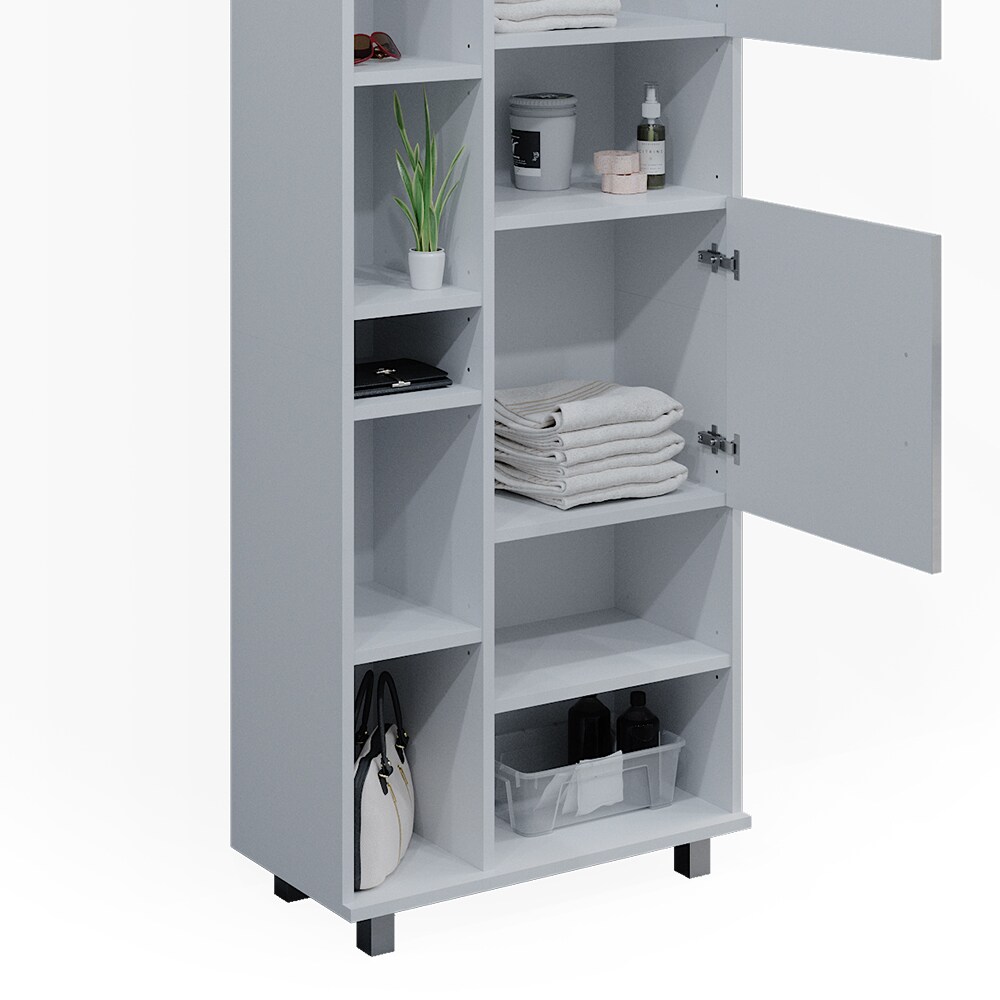 Vicco Hochschrank Badschrank Badezimmermöbel Ilias Weiß Hochglanz modern 60x190cm Badezimmer Schrank Badmöbel Badezimmerkommode Badkommode Schranktür Schrankfach Aufbewahrung Ablage