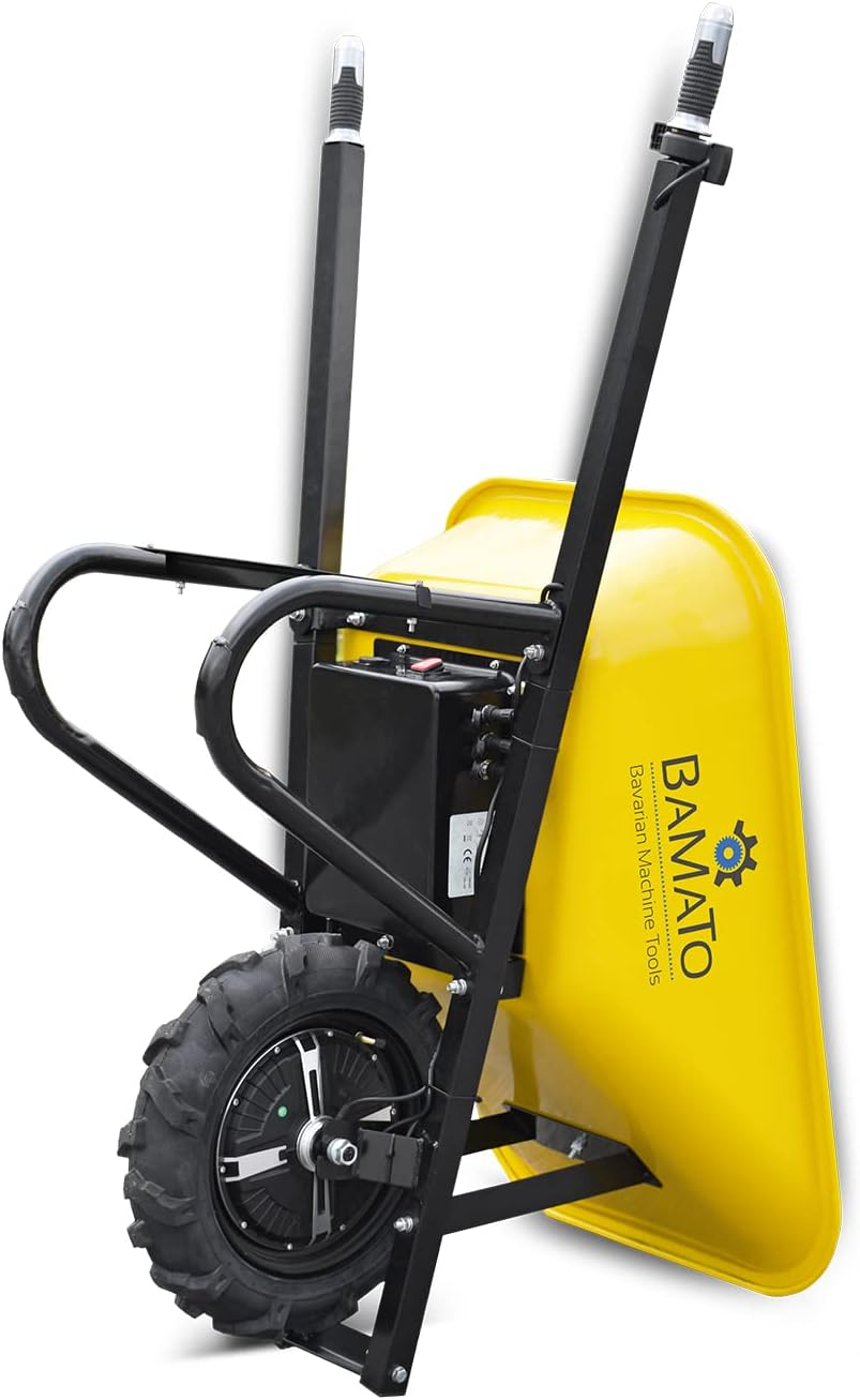 BAMATO elektrische Schubkarre MTR-150 | leistungsstarker 500W Elektromotor | Tragkraft 150 kg | Fassungsvermögen 75 Liter | Schubwagen Elektro