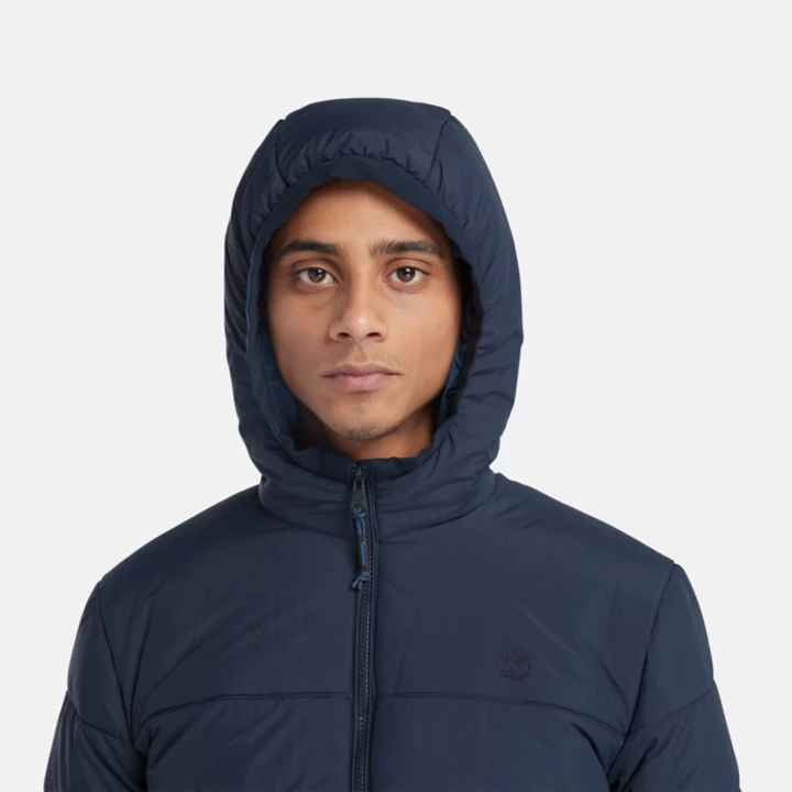 Jaqueta puffer Garfield Thermarange masculina na cor azul marinho.