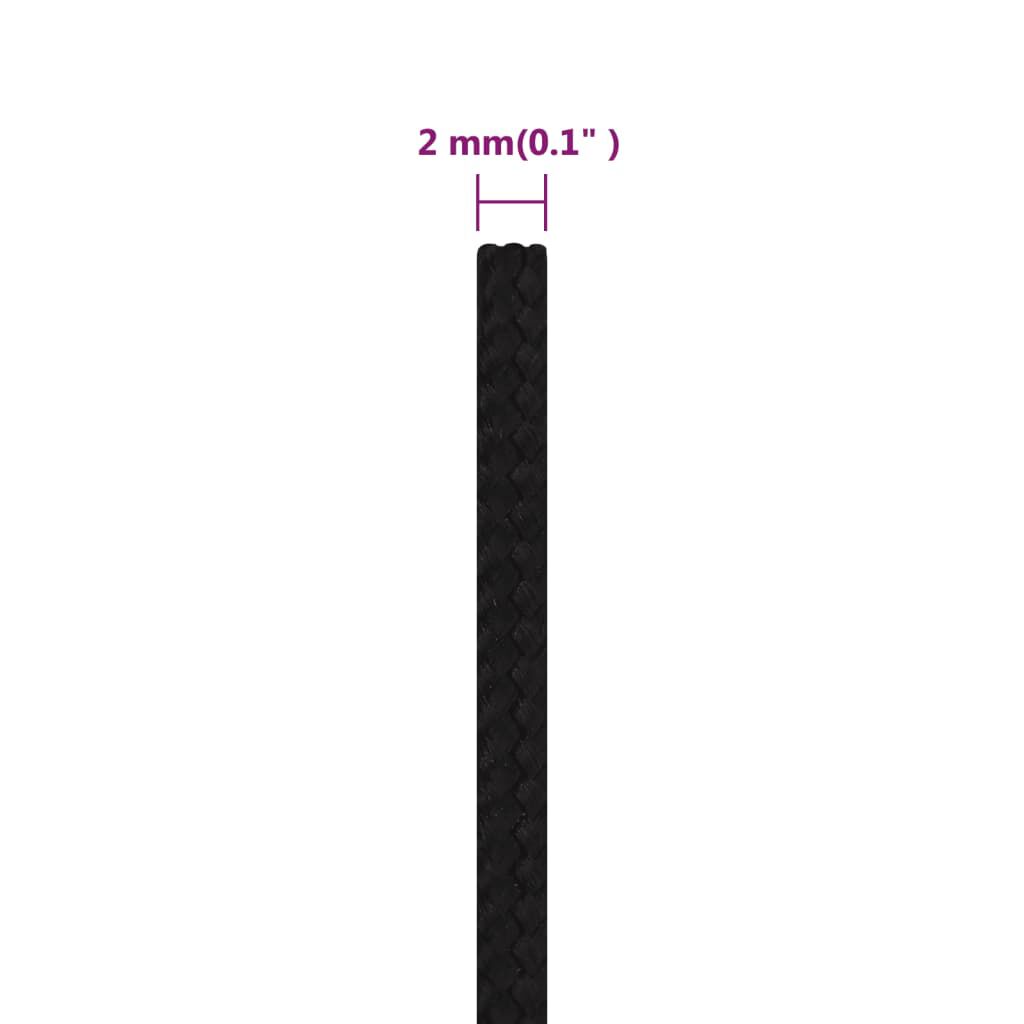 vidaXL Werktouw, zwart, 2 mm, 25 m, polyester