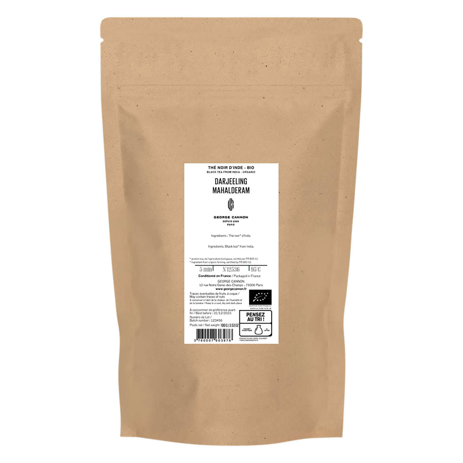 Thé noir d'Inde Darjeeling Mahalderam bio