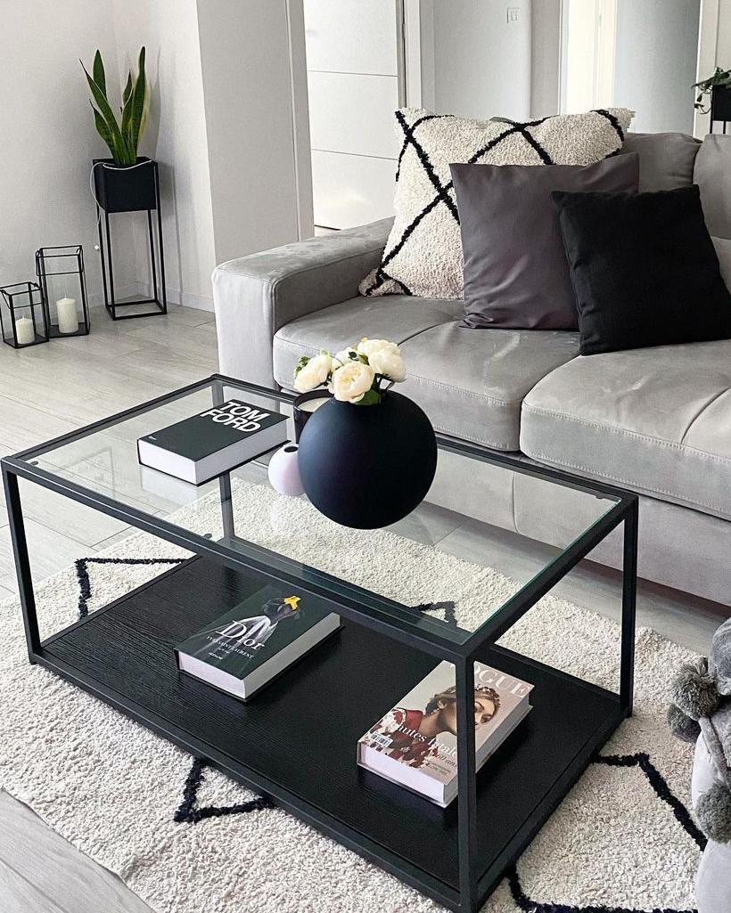 Salontafel MEDORA Glas Zwart
