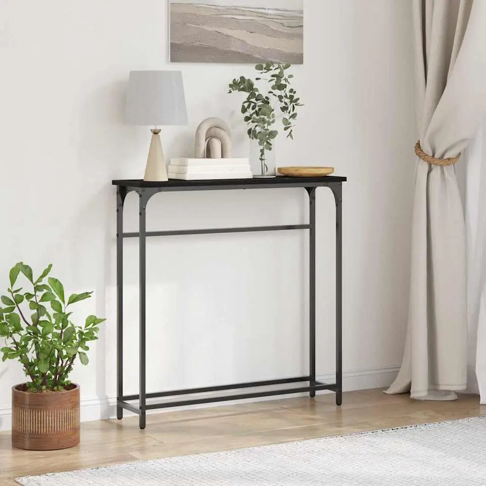 vidaXL - Sidetable - Zwart - Gelaagd hout en metaal - 75x19.5x75 cm