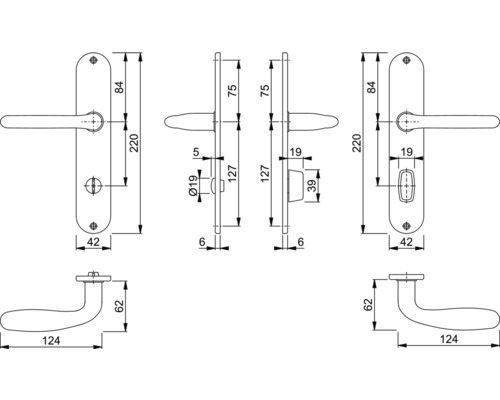 Set lange borden WC Hoppe 11539239 Cardiff E1850Z/302 geborsteld roestvrij staal