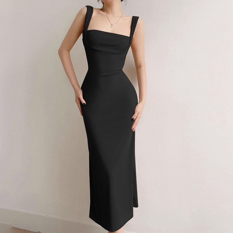 Smackthat - Spaghettibandjes Maxi Bodycon Jurk zonder Rug