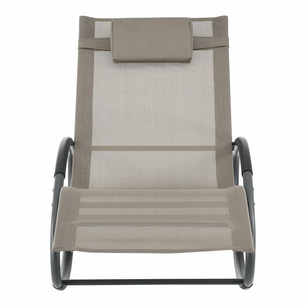 Lot de 2 bains de soleil à bascule almaluez acier textile beige