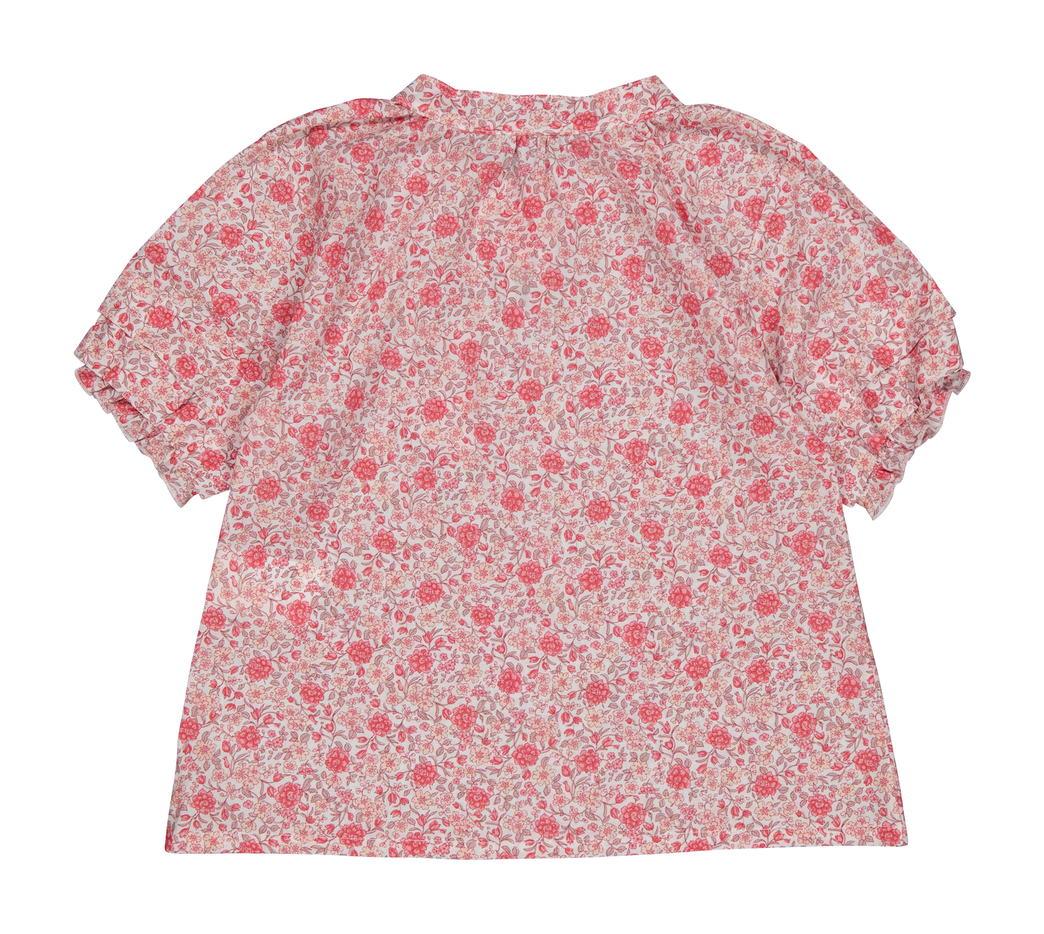 CECILE - Blouse col tunisien imprimée en coton bio | Rose