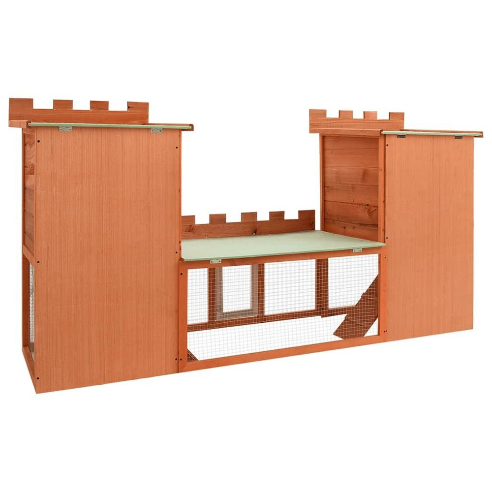 Clapier large d'extérieur 192 x 50 x 101 cm avec maison double