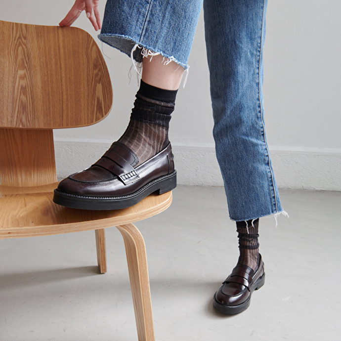 Mocassins  en cuir glacé bordeaux