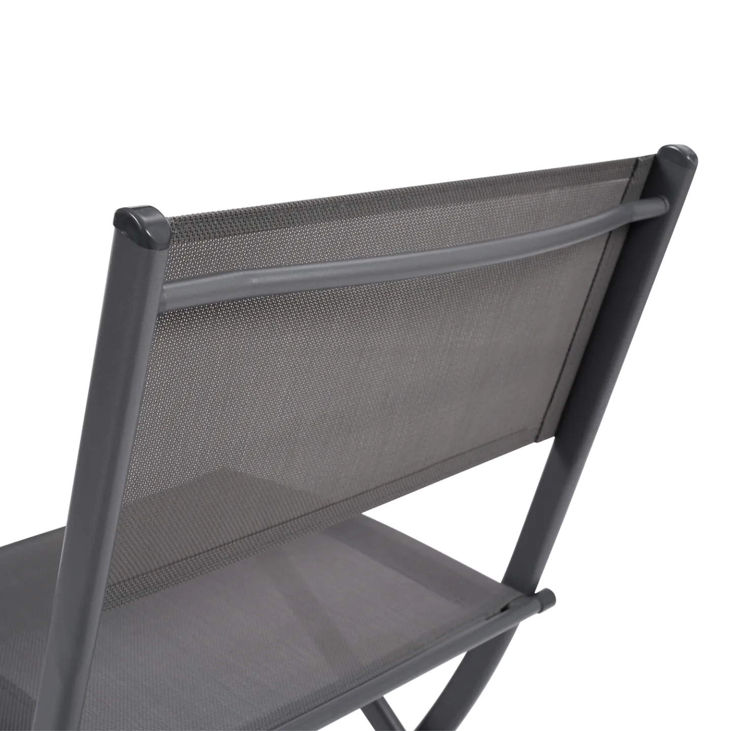 Lot de 4 chaises de jardin pliantes BASTIA métal et textilène gris anthracite