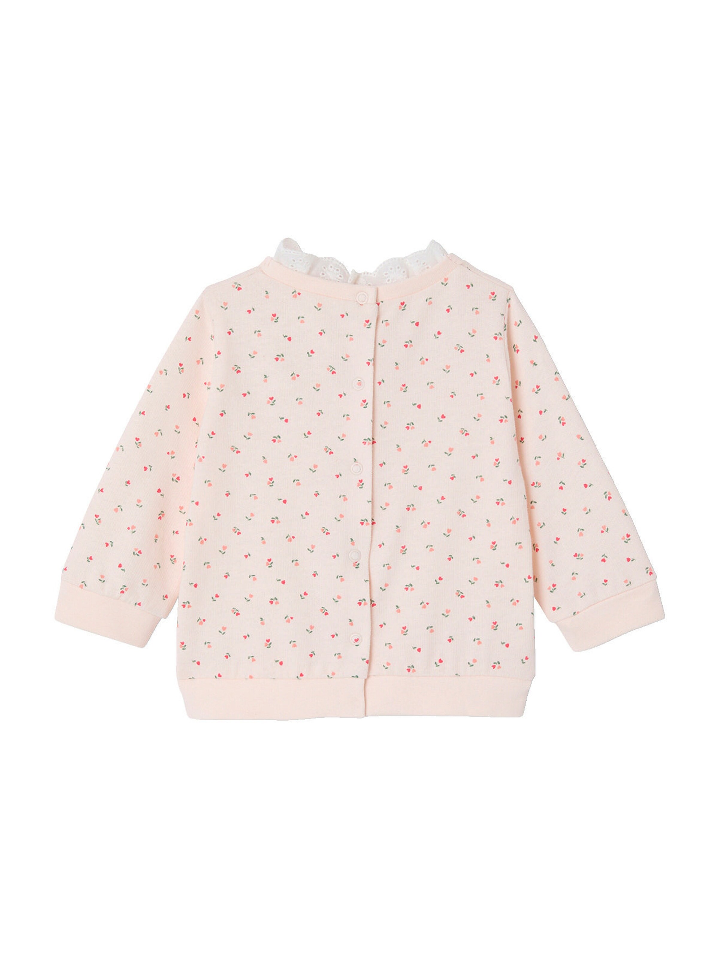 Vertbaudet Baby Sweatshirt mit Blumen und besticktem Kragen hellrosa