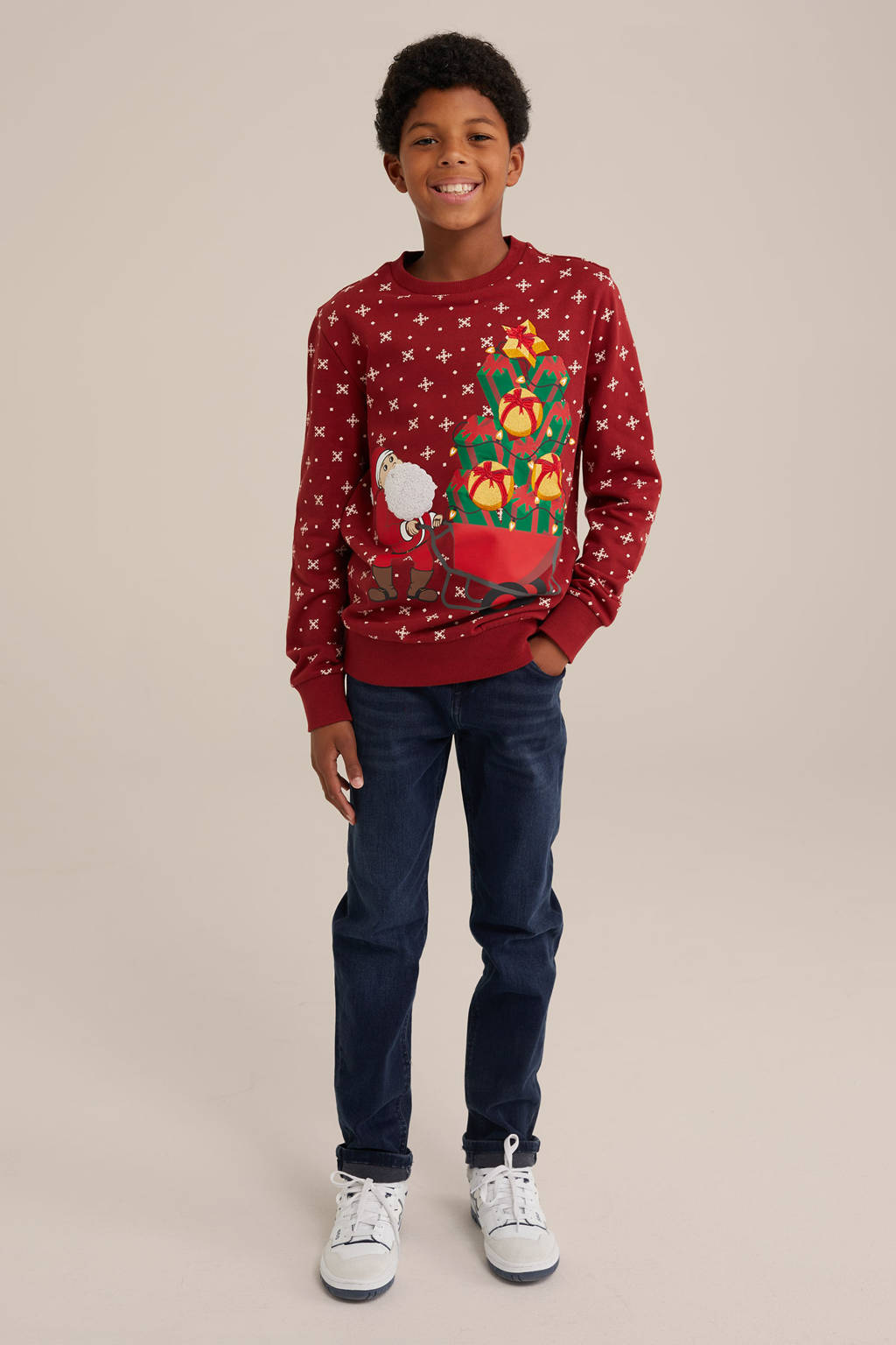 WE Fashion sweater donkerrood