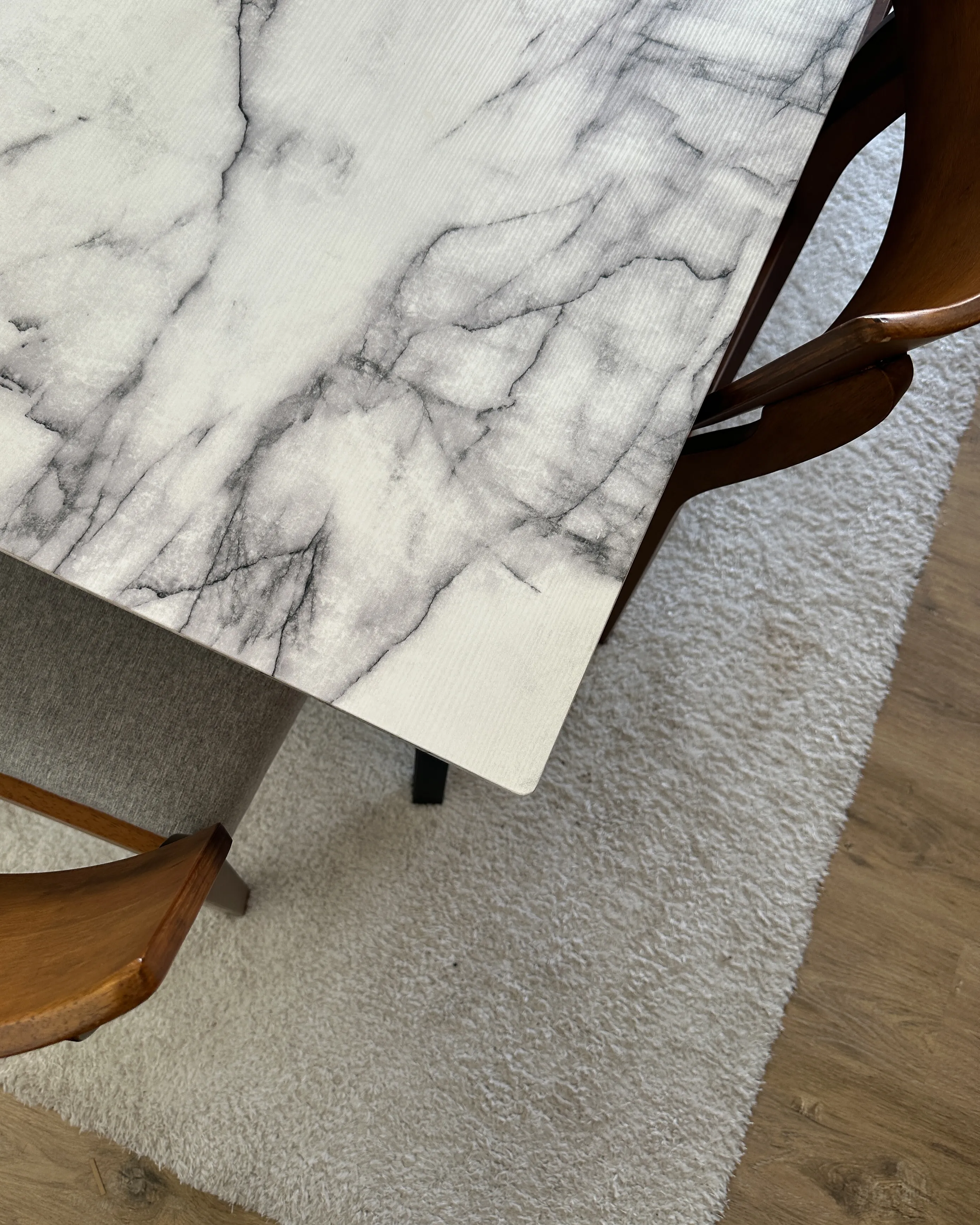 Eettafel MOLDEN Marmer/zwart 80 cm 150 cm