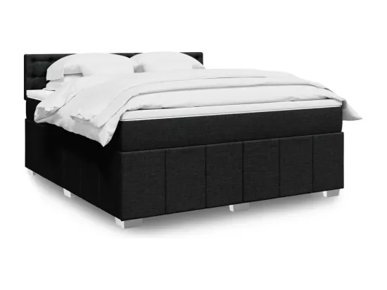Sommier à lattes de lit avec matelas Noir 180x200 cm Tissu