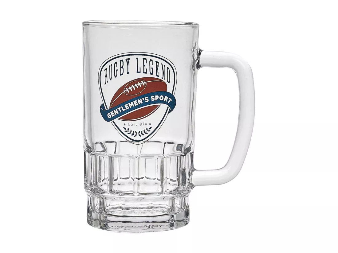 Chope à bière en verre Rugby