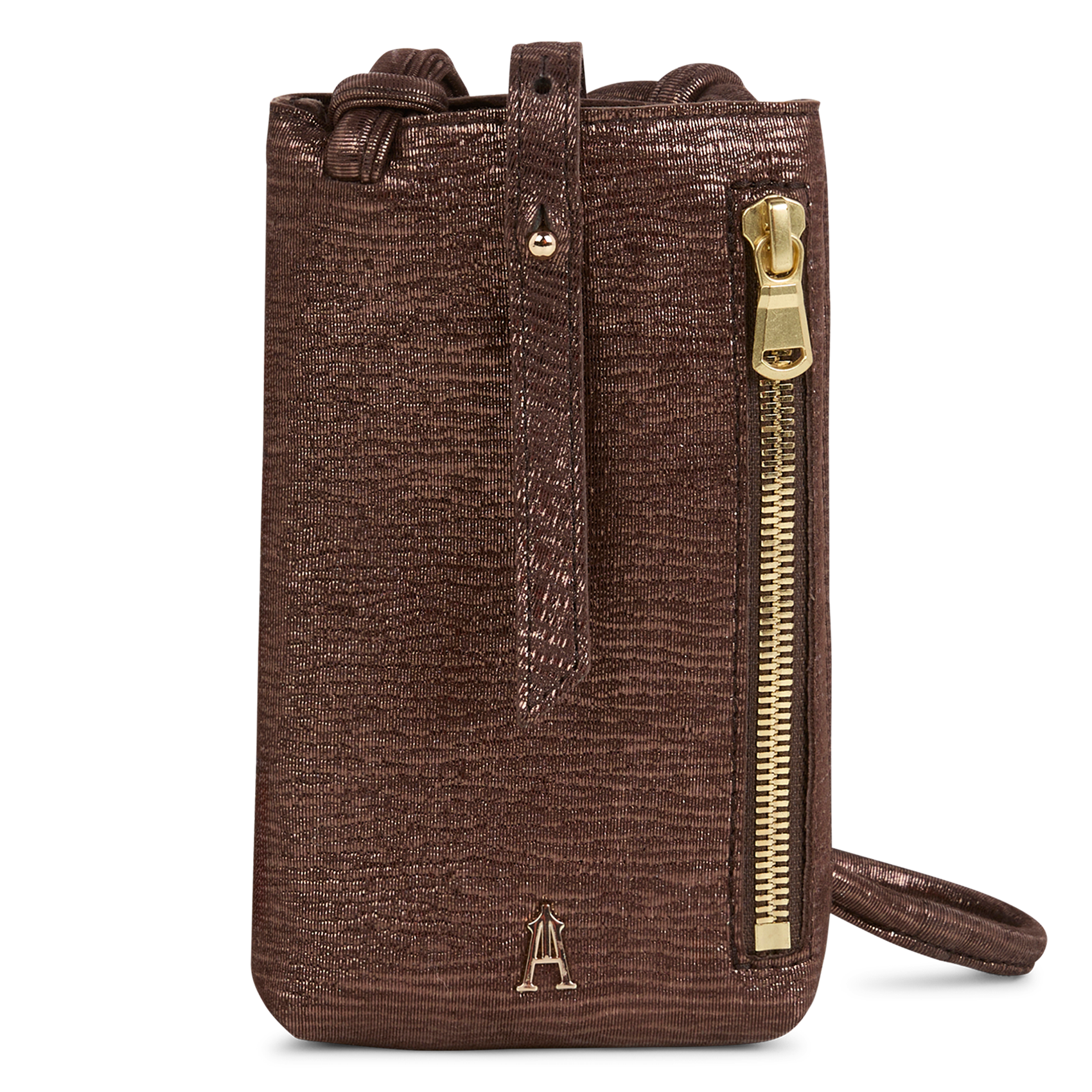 GRIGRI II - Etui téléphone en cuir métallisé | Marron