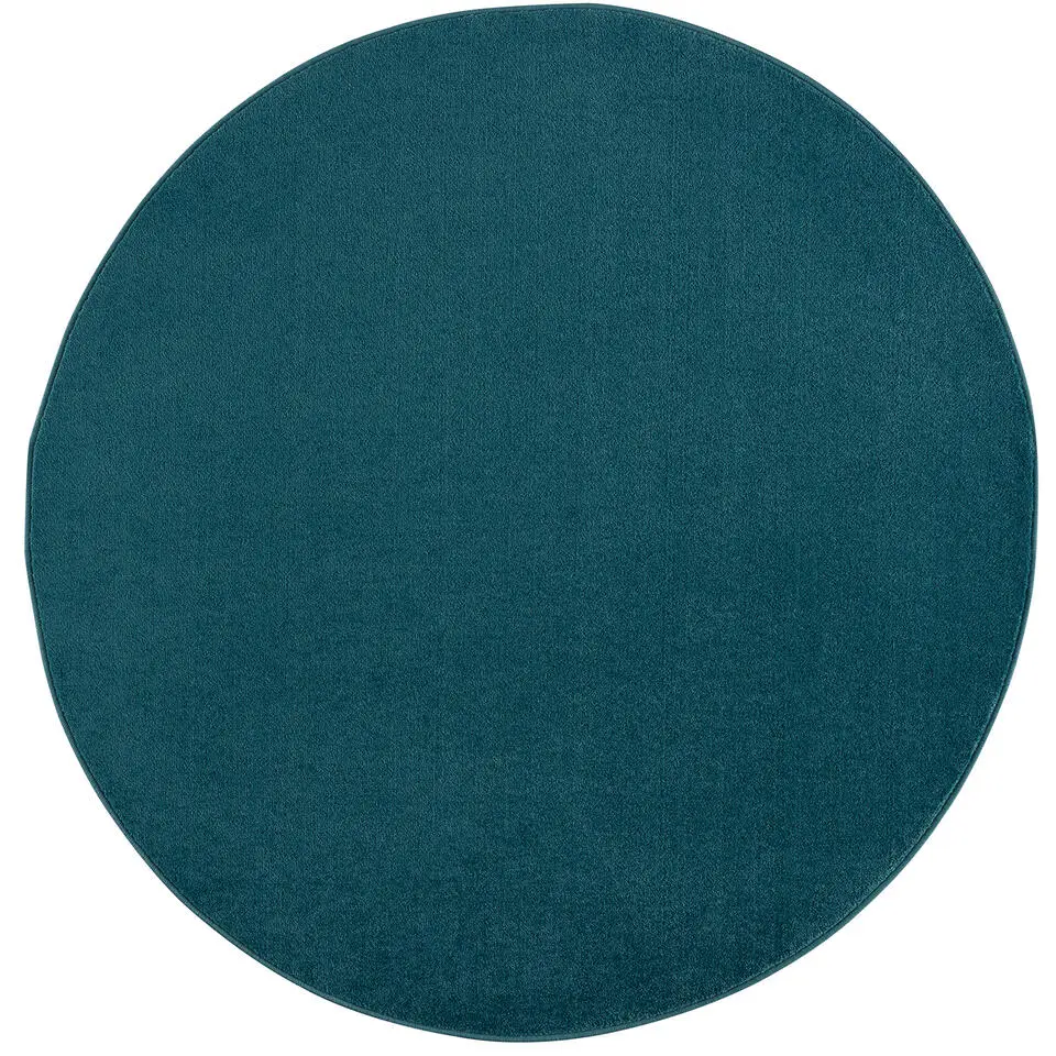 Uni Rond Effen Laagpolig Vloerkleed Modern Blauw - 150 CM ROND