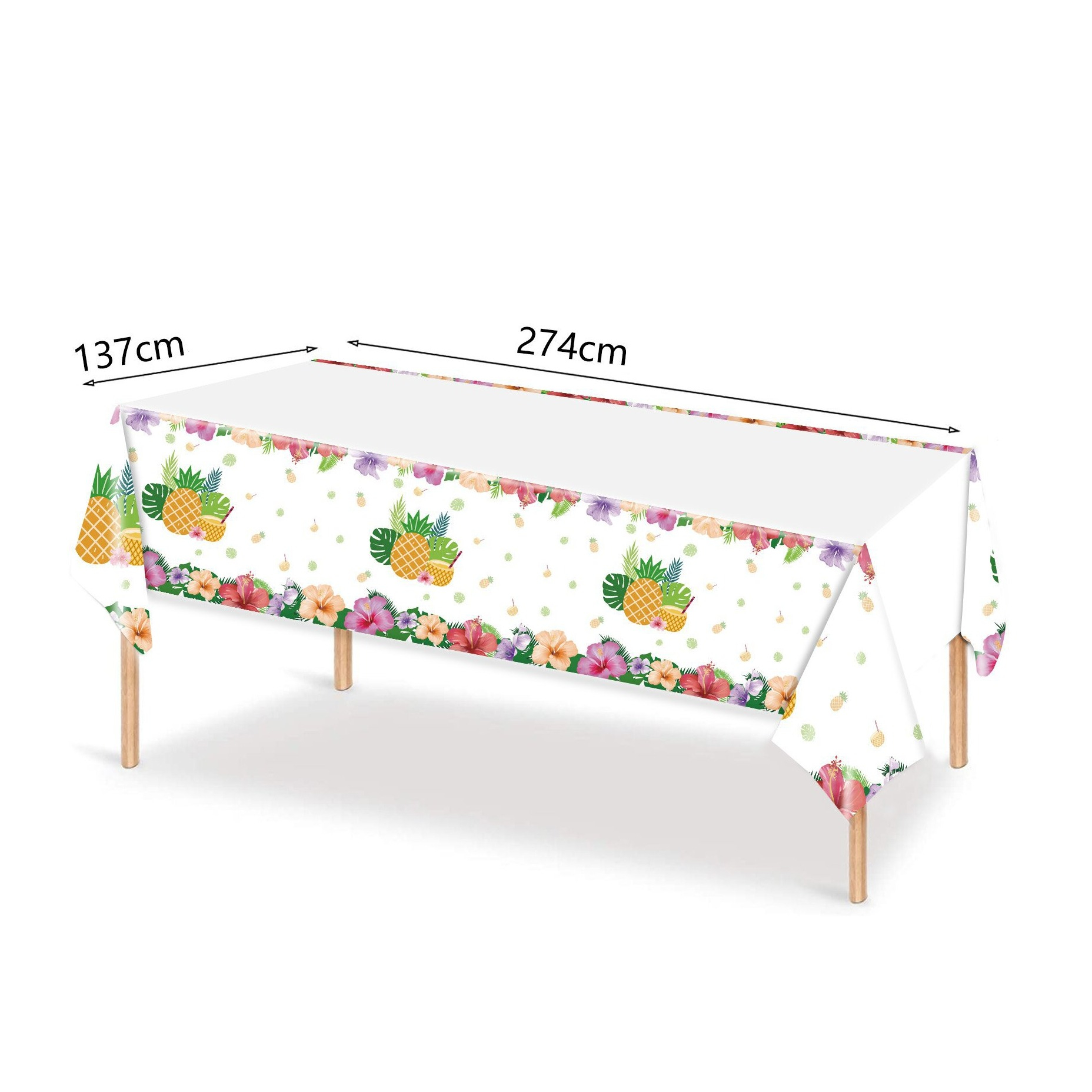 (137x274cm) Deko Tischdecke Party Dekoration Tisch Tuch Tropical Hawaii Design - Ananas