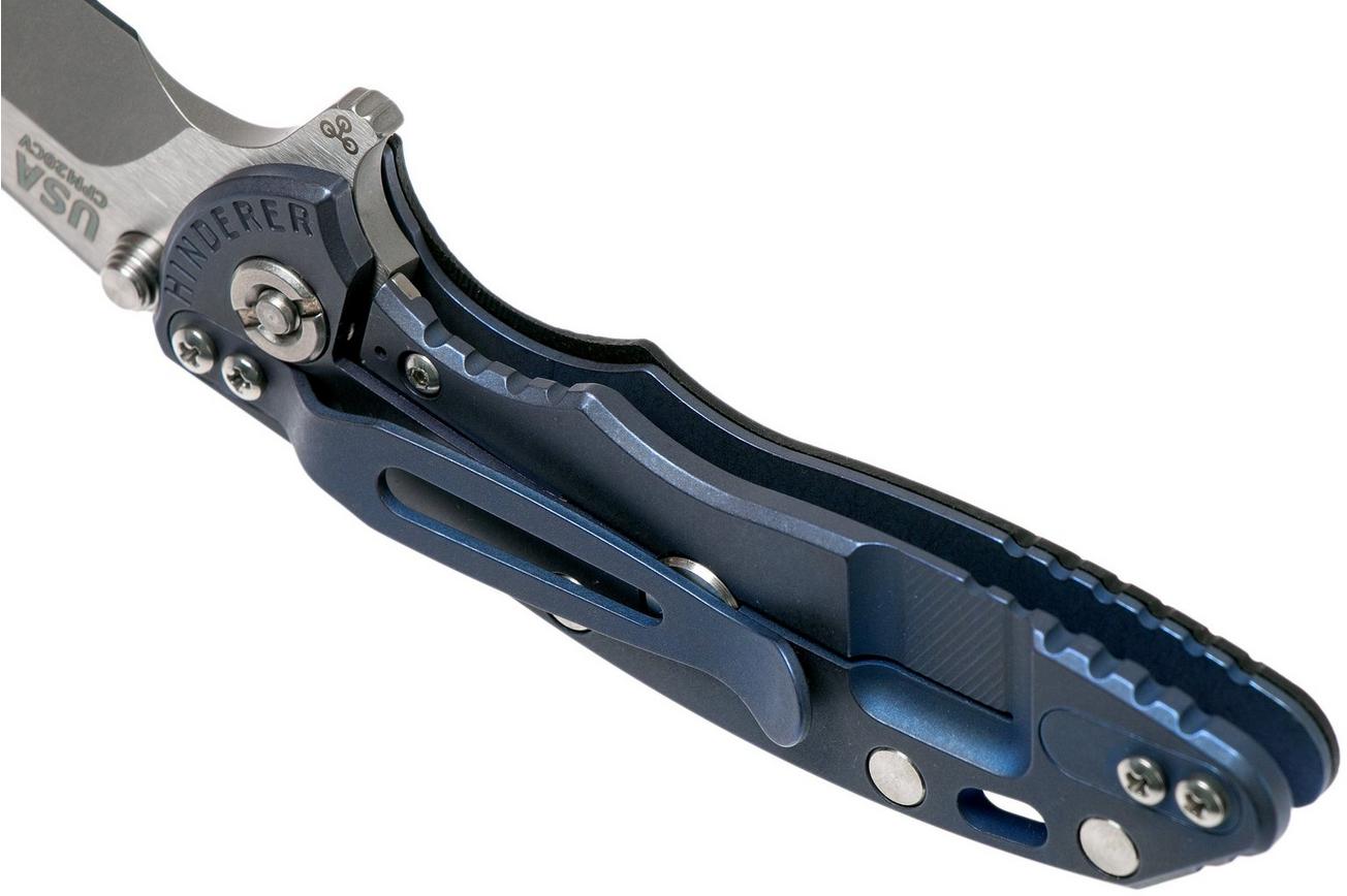 Rick Hinderer XM-18 3” Spanto Gen 4 CPM 20CV Black G10, Battle Blue, zakmes
