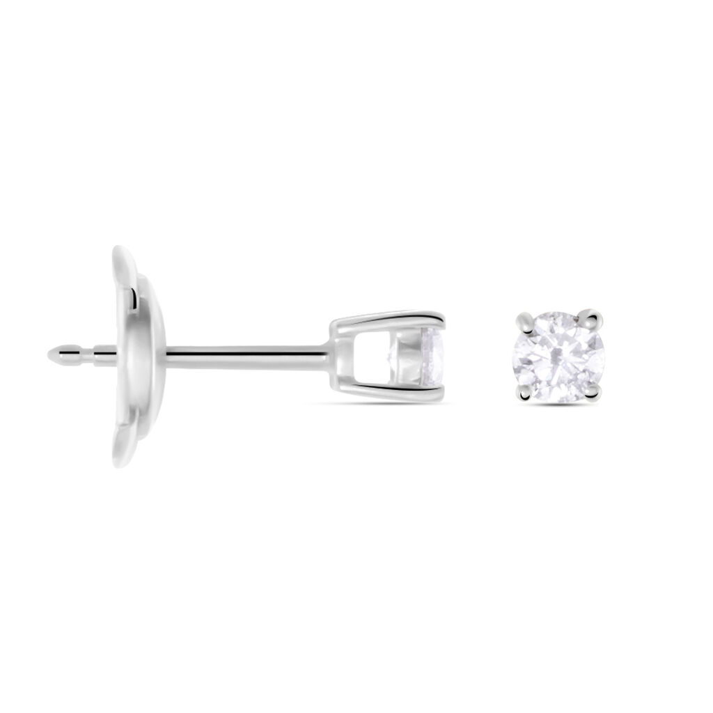 Boucles D'oreilles Puces Or Blanc Victoria Diamants