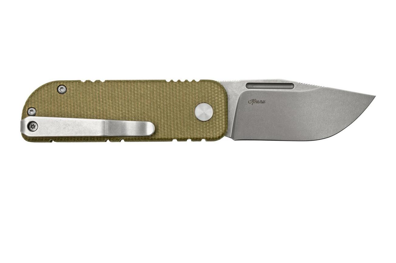 Black Fox NU-BOWIE, Stonewashed D2 Blade, OD Green Micarta zakmes